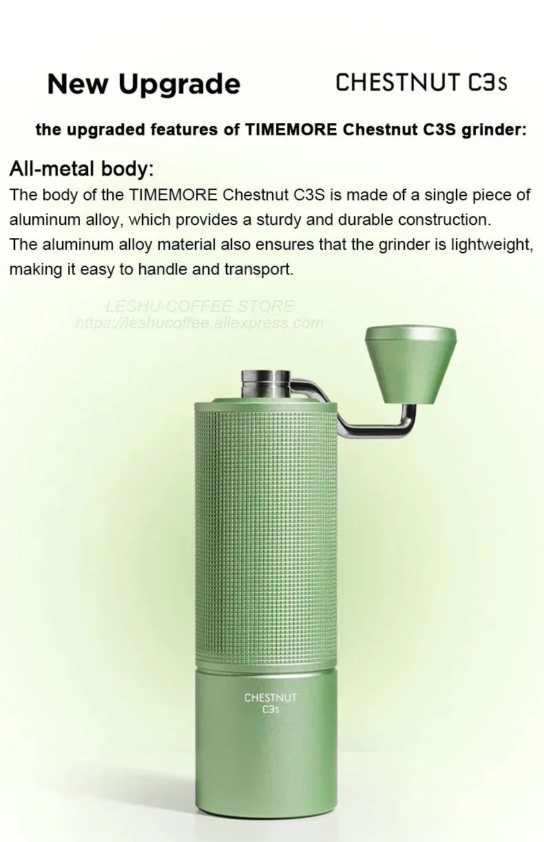 TIMEMORE Chestnut C3S / C3ESP Manual Coffee Grinder Upgrade All-metal Body & Anti-slip Design Portable Grinder S2C Burr Inside