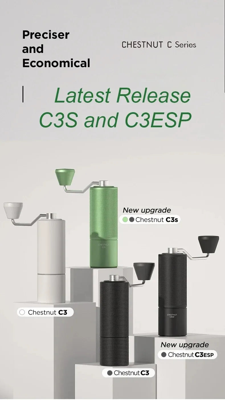 TIMEMORE Chestnut C3S / C3ESP Manual Coffee Grinder Upgrade All-metal Body & Anti-slip Design Portable Grinder S2C Burr Inside