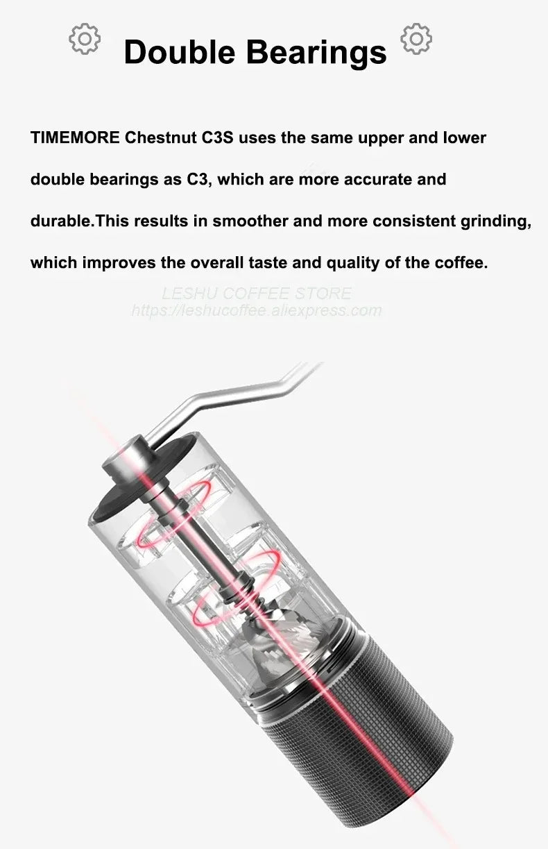TIMEMORE Chestnut C3S / C3ESP Manual Coffee Grinder Upgrade All-metal Body & Anti-slip Design Portable Grinder S2C Burr Inside