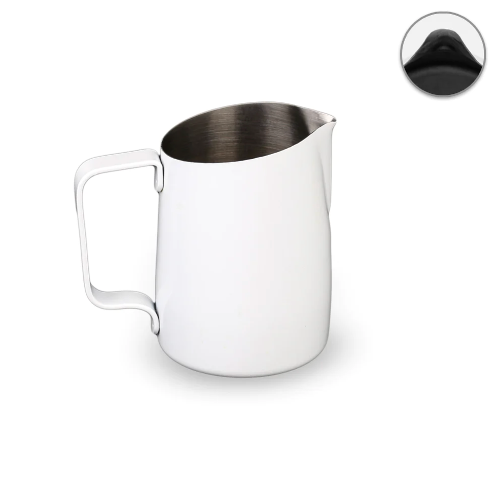 17OZ MATT WHITE/ BLACK MILK PITCHER (TAPERED SPOUT)