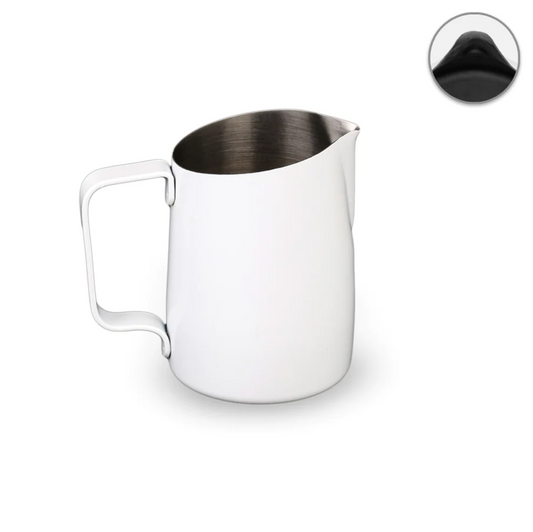 WPM 17OZ MATT WHITE/ BLACK MILK PITCHER (TAPERED SPOUT)