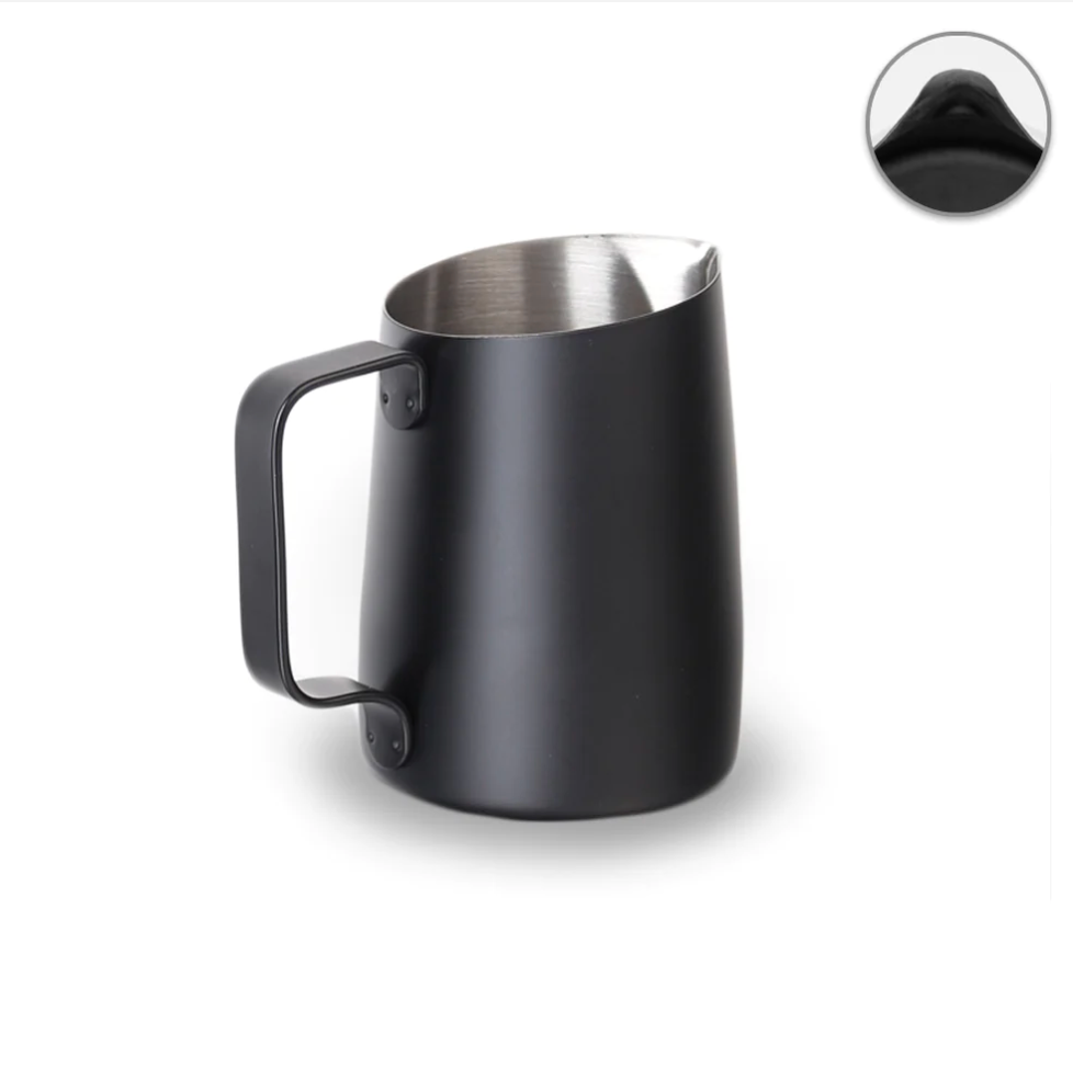 WPM 17OZ MATT WHITE/ BLACK MILK PITCHER (TAPERED SPOUT)