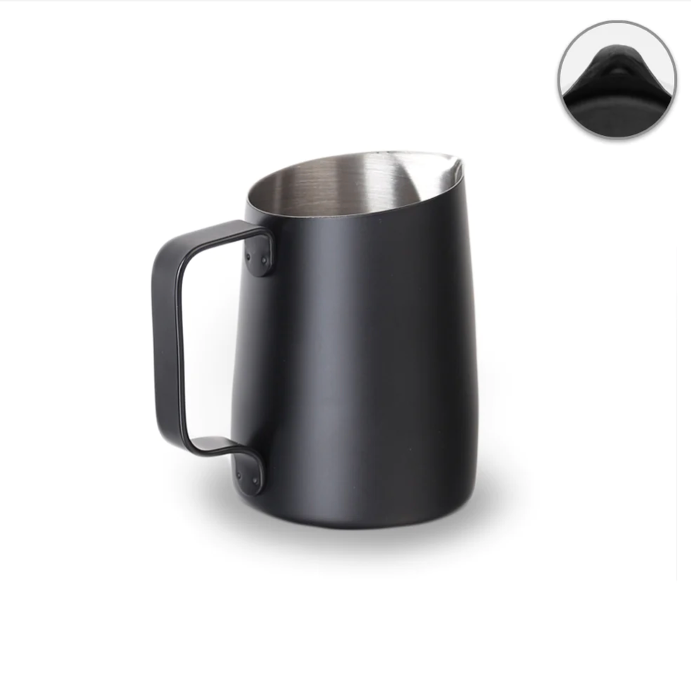 17OZ MATT WHITE/ BLACK MILK PITCHER (TAPERED SPOUT)