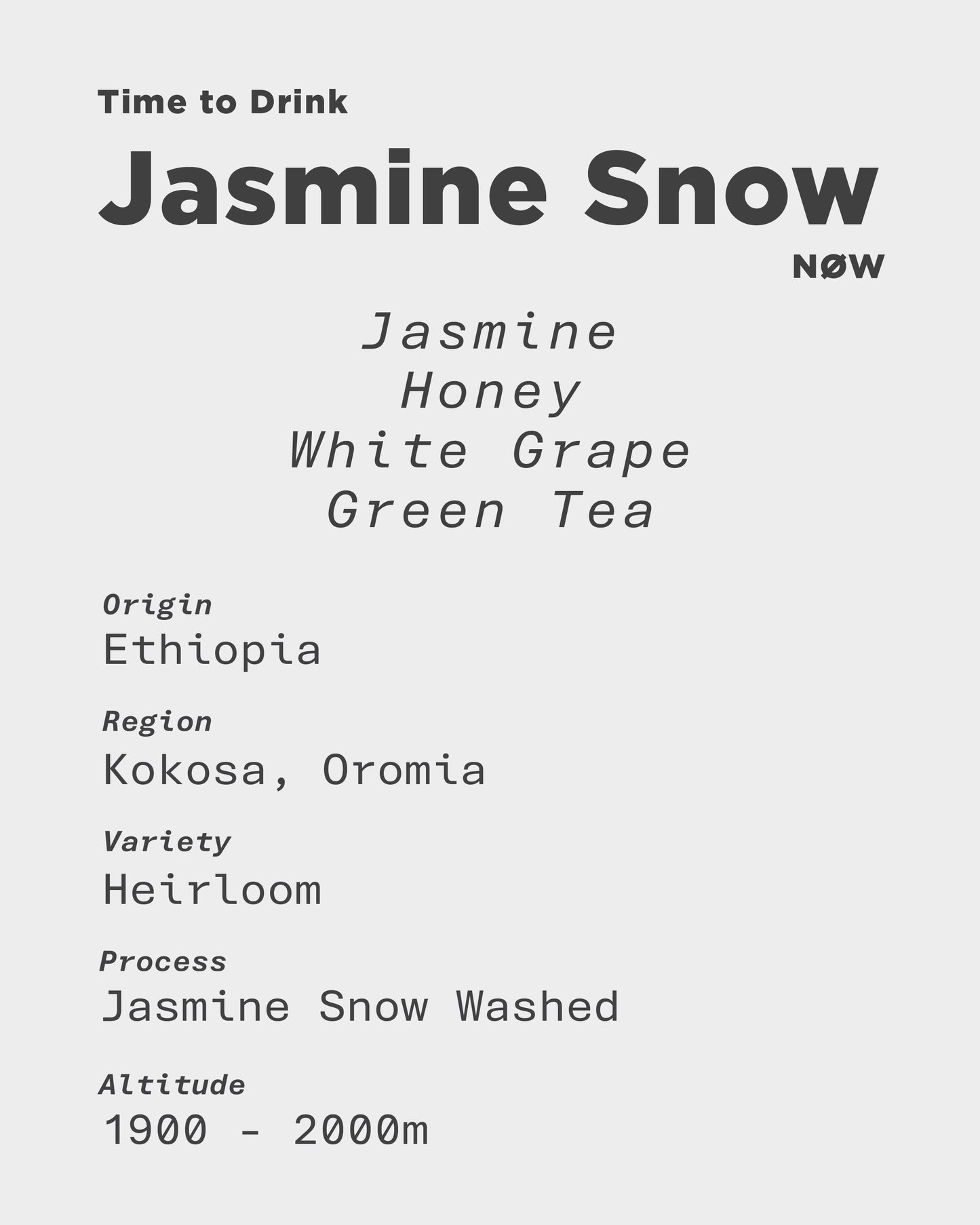 Ethiopia Oromia Kokosa Jasmine Snow Washed