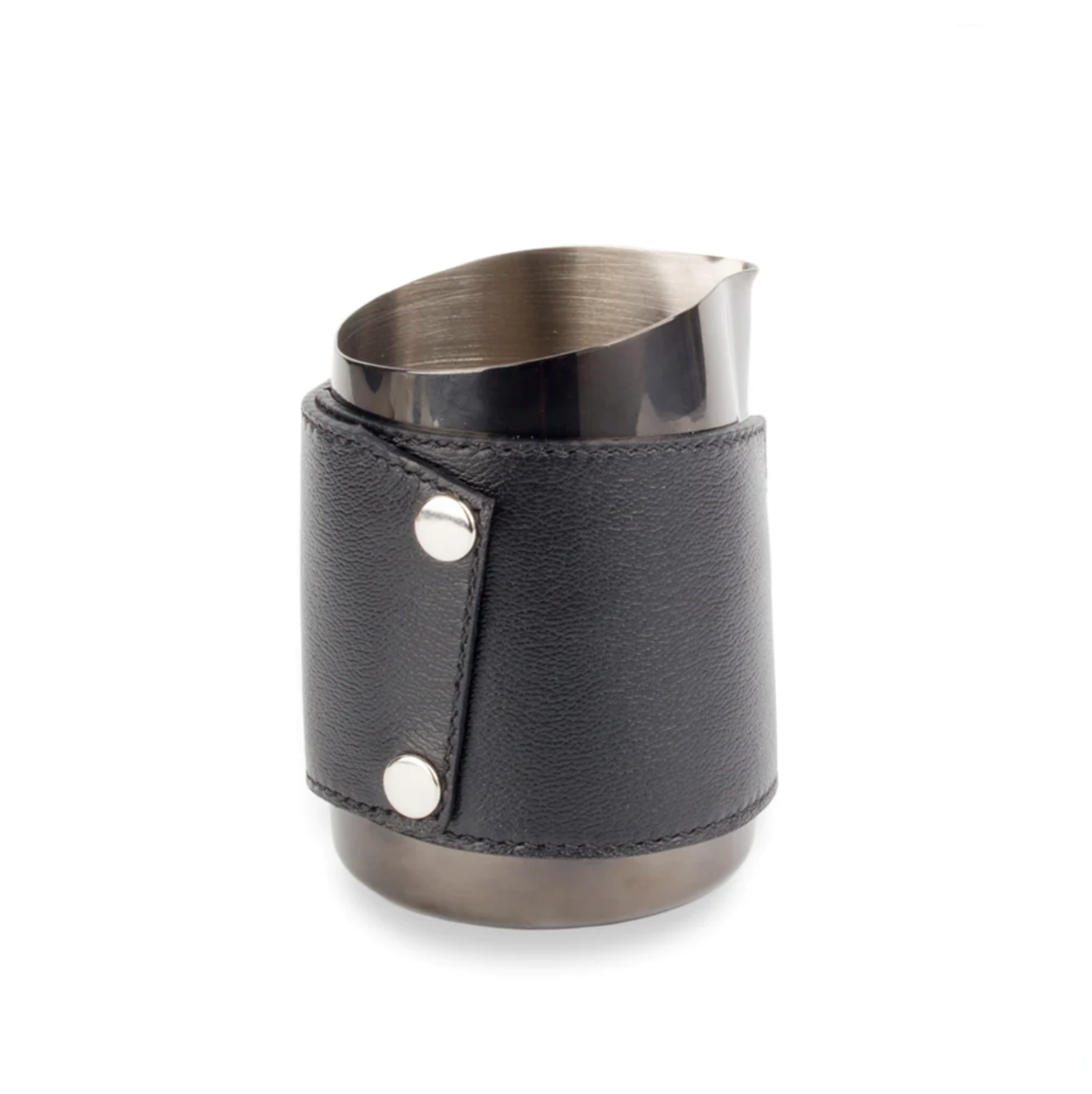 WPM 15OZ TITANIUM BLACK MILK PITCHER (SHARP SPOUT) WITH LEATHER SLEEVE
