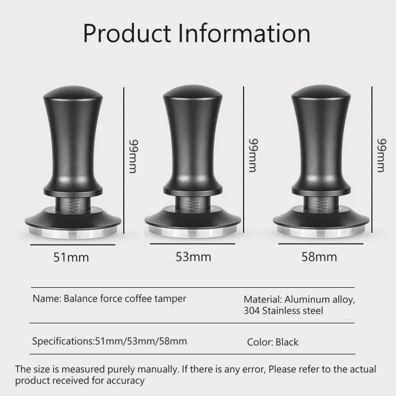 51mm 53mm 58mm Espresso Coffee Tamper Stainless Steel Flat/Thread Base Internal Spring Design Balanced Fixed Force Coffee Tamper