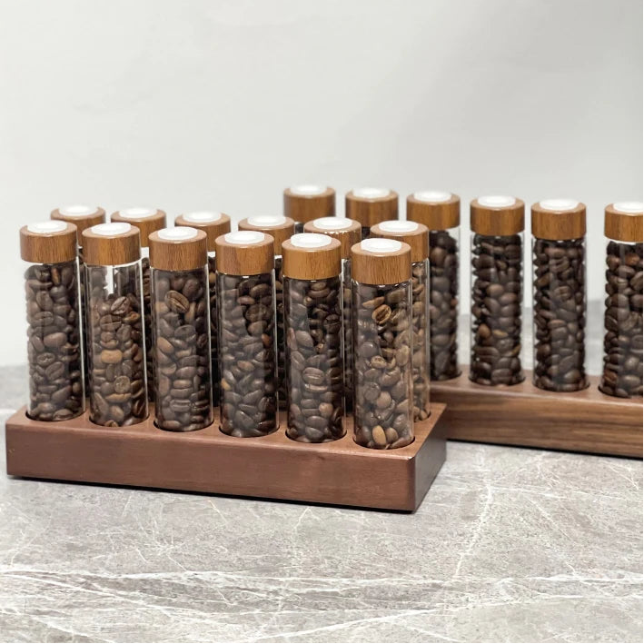 Coffee Beans Storage Container Display Rack Tea Tube Bottle Glass With Breathable Lid Espresso Accessory Tool Barista Coffeware