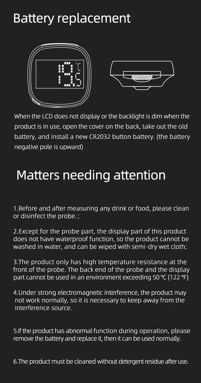 MHW-3BOMBER Instant Read Digital Thermometer Coffee Pot Food Thermometers for Cooking BBQ Camping Barista Kitchen Accessories