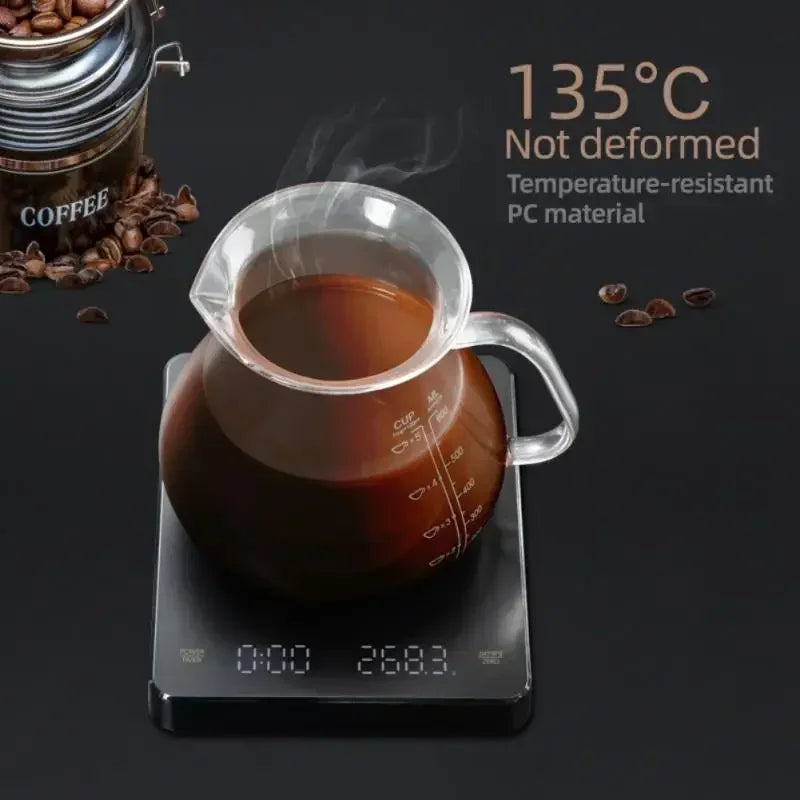 Built-in Battery Charging Electronic Scale Auto Timer Pour Over Espresso Smart Reckon By Time Kitchen Baking Scale 3kg 0.1g