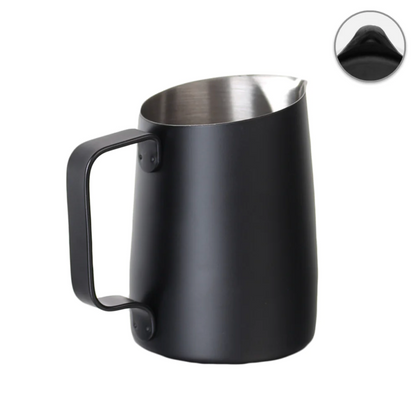 WPM 22OZ MATT WHITE/ BLACK MILK PITCHER (ROUND SPOUT)