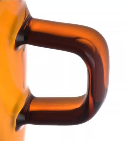 Stylish Amber Glass Mug Cup with Saucer