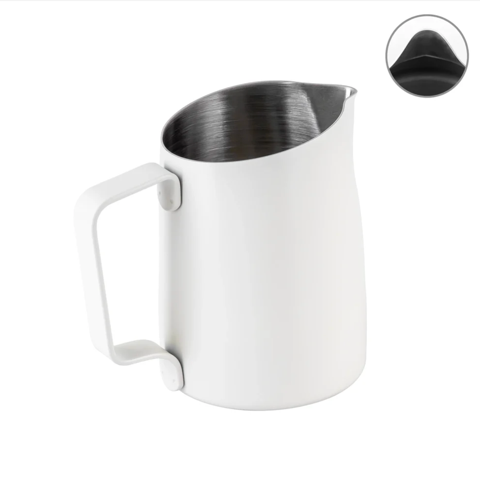 WPM 10OZ CINDER MATT BLACK/WHITE MILK PITCHER (ROUND SPOUT)