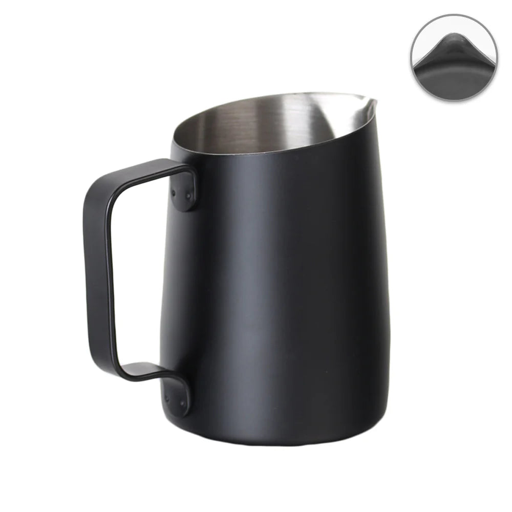 WPM 15OZ MATT WHITE/BLACK MILK PITCHER (SHARP SPOUT)