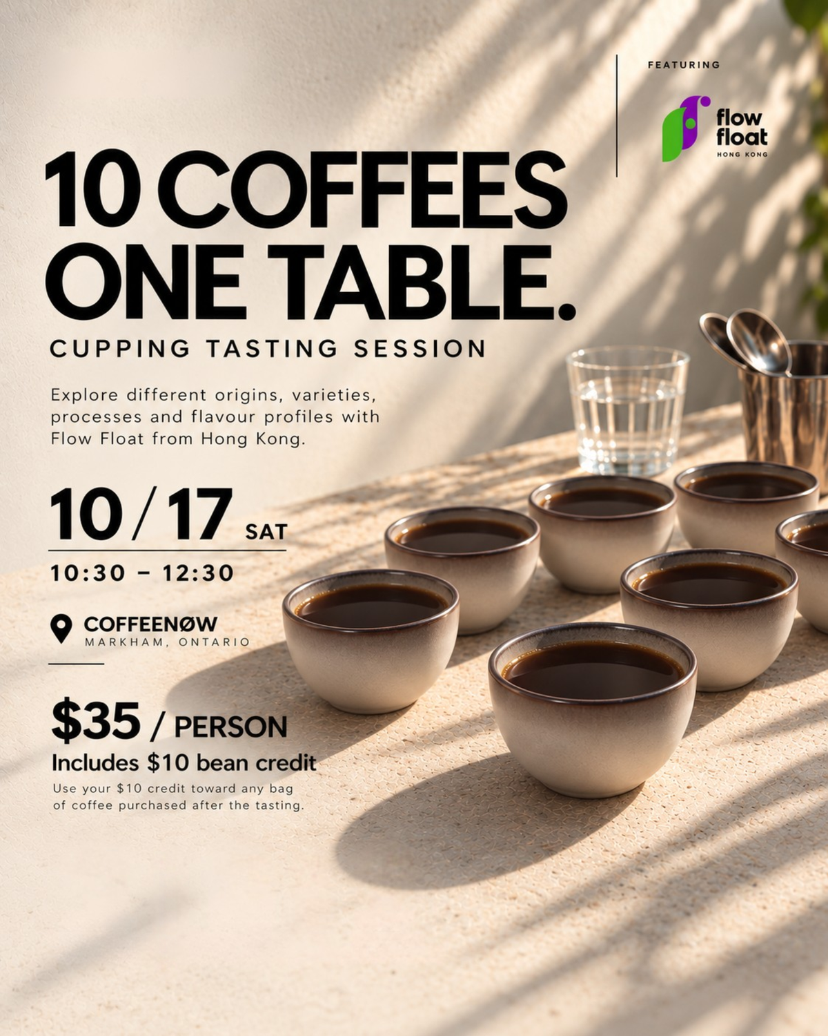 CUPPING WORKSHOP - 10 COFFEES / ONE TABLE