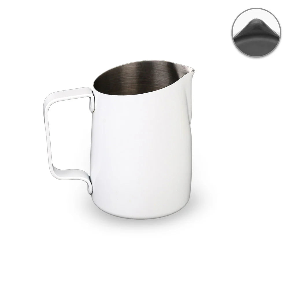 15OZ MATT WHITE/BLACK MILK PITCHER (SHARP SPOUT)