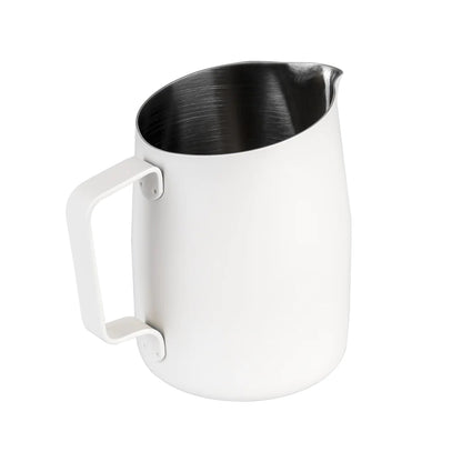 WPM 22OZ MATT WHITE/ BLACK MILK PITCHER (ROUND SPOUT)